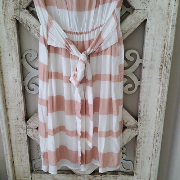 Oddy Women's Short Sleeve Dolman T-Shirt Tie Elastic Waist Midi Dress in Peach - Picture 6 of 9